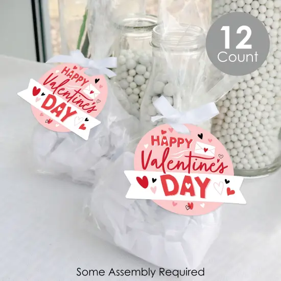 Big Dot of Happiness Happy Valentine&rsquo;s Day - Valentine Hearts Party Clear Goodie Favor Bags - Treat Bags With Tags - Set of 12 {3}