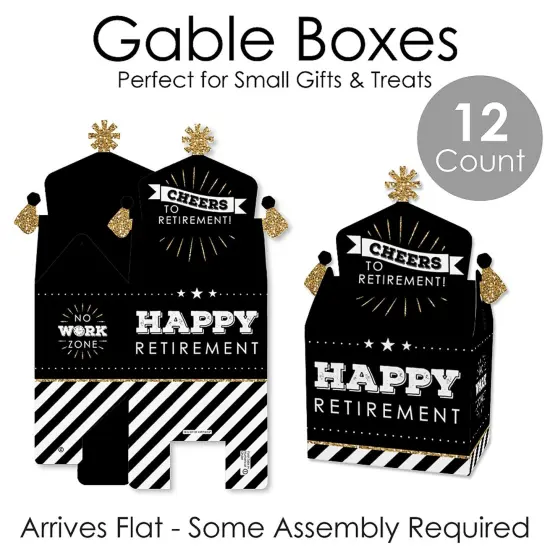 Big Dot of Happiness Happy Retirement - Treat Box Party Favors - Retirement Party Goodie Gable Boxes - Set of 12 {7}