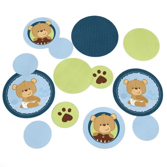 Big Dot of Happiness Baby Boy Teddy Bear - Baby Shower Giant Circle Confetti - Party Decorations - Large Confetti 27 Count {1}