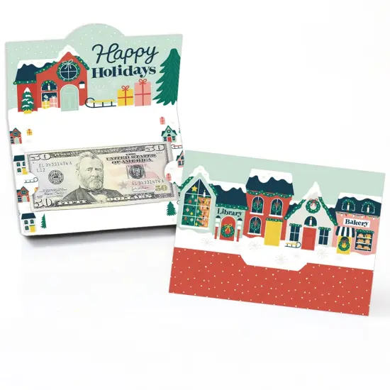 Big Dot of Happiness Christmas Village - Holiday Winter Houses Money and Gift Card Holders - Set of 8 {1}