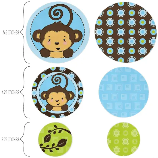 Big Dot of Happiness Blue Monkey Boy - Baby Shower or Birthday Party Giant Circle Confetti - Party Decorations - Large Confetti 27 Count {3}