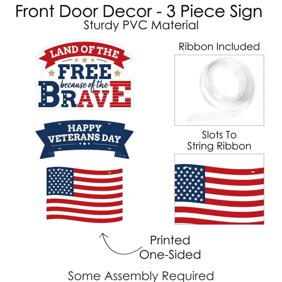 Big Dot of Happiness Happy Veterans Day - Hanging Porch Patriotic Outdoor Decorations - Front Door Decor - 3 Piece Sign {6}
