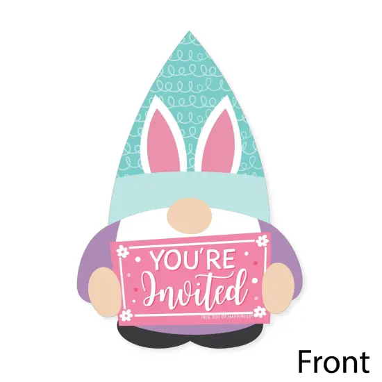 Big Dot of Happiness Easter Gnomes - Shaped Fill-In Invitations - Spring Bunny Party Invitation Cards with Envelopes - Set of 12 {4}