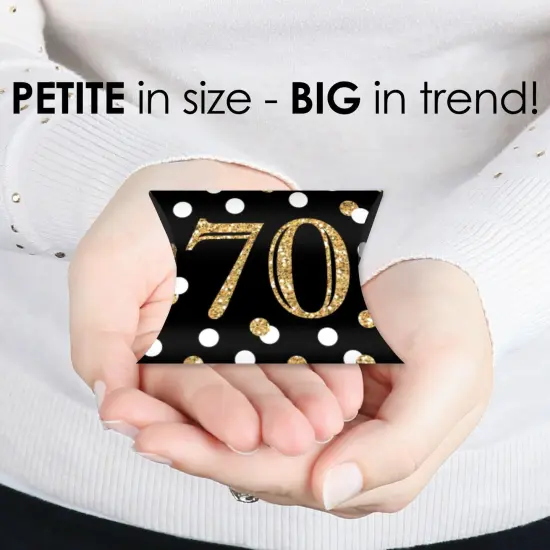 Big Dot of Happiness Adult 70th Birthday - Gold - Favor Gift Boxes - Birthday Party Petite Pillow Boxes - Set of 20 {4}