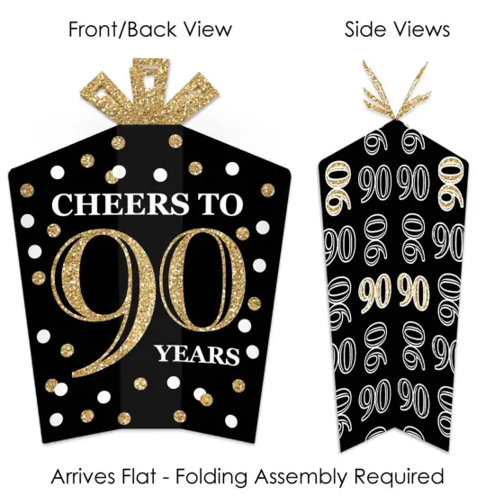 Big Dot of Happiness Adult 90th Birthday - Gold - Table Decorations - Birthday Party Fold and Flare Centerpieces - 10 Count {3}