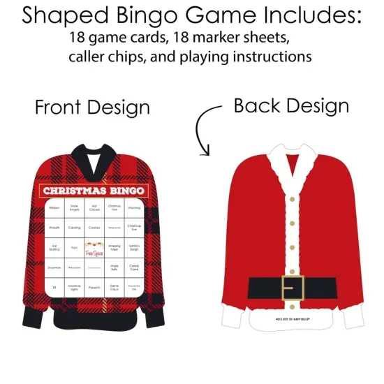 Big Dot of Happiness Jolly Santa Claus - Bingo Cards and Markers - Christmas Party Shaped Bingo Game - Set of 18 {4}
