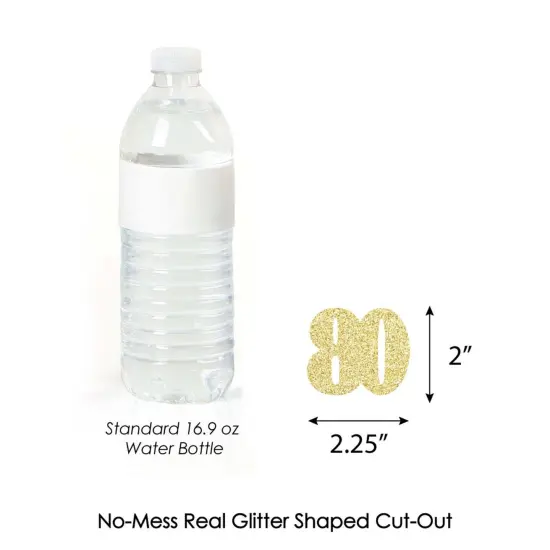 Big Dot of Happiness Gold Glitter 80 Party Straws - No-Mess Real Gold Glitter Cut-Out Numbers & Decorative 80th Birthday Party Paper Straws - 24 Ct {7}