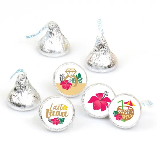 Big Dot of Happiness Last Luau - Tropical Bachelorette Party & Bridal Shower Round Candy Sticker Favors - Labels Fits Chocolate Candy (1 sheet of 108) {1}