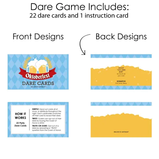 Big Dot of Happiness Oktoberfest - Beer Festival Game Scratch Off Dare Cards - 22 Count {6}
