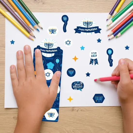Big Dot of Happiness Hanukkah Menorah - Chanukah Holiday Party Favor Kids Stickers - 16 Sheets - 256 Stickers {7}
