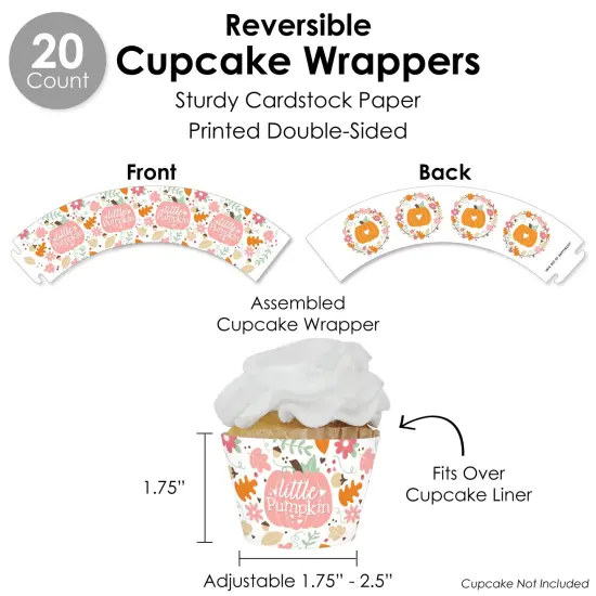 Big Dot of Happiness Girl Little Pumpkin - Fall Birthday Party or Baby Shower Favors and Cupcake Kit - Fabulous Favor Party Pack - 100 Pieces {6}