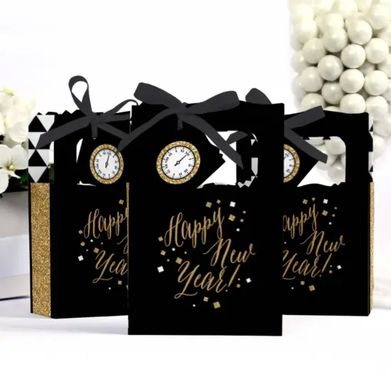 Big Dot of Happiness New Year's Eve - Gold - New Years Eve Party Favor Boxes - Set of 12 {4}