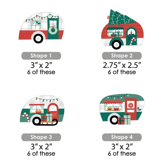 Big Dot of Happiness Camper Christmas - DIY Shaped Red and Green Holiday Party Cut-Outs - 24 Count {3}