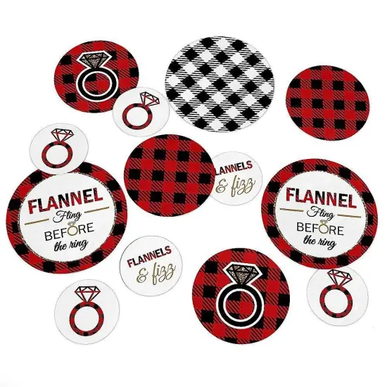Big Dot of Happiness Flannel Fling Before the Ring - Buffalo Plaid Party Giant Circle Confetti - Bachelorette Party D&eacute;cor - Large Confetti 27 Count {1}