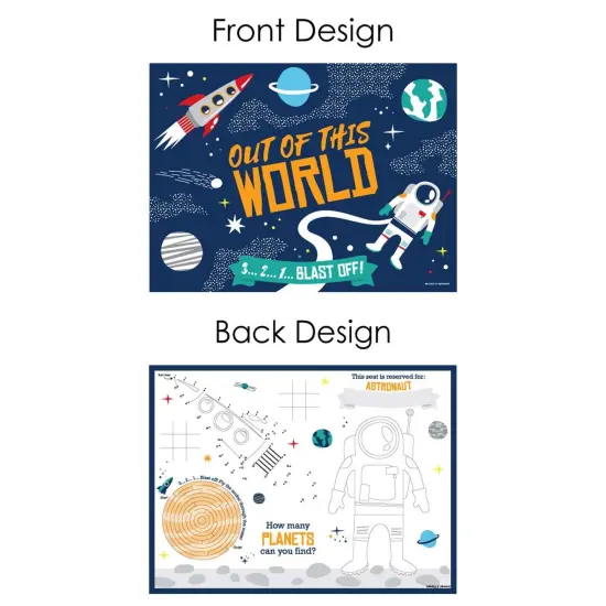 Big Dot of Happiness Blast Off to Outer Space - Paper Rocket Ship Birthday Party Coloring Sheets - Activity Placemats - Set of 16 {7}