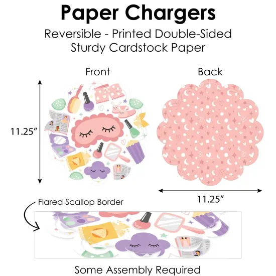 Big Dot of Happiness Pajama Slumber Party - Girls Sleepover Birthday Party Paper Charger and Table Decorations - Chargerific Kit - Place Setting for 8 {6}