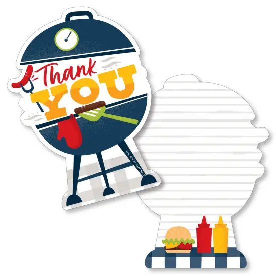 Big Dot of Happiness Fire Up the Grill - Shaped Thank You Cards - Summer BBQ Picnic Party Thank You Note Cards with Envelopes - Set of 12 {1}
