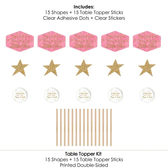 Big Dot of Happiness Pink Twinkle Twinkle Little Star - Baby Shower or Birthday Party Centerpiece Sticks - Table Toppers - Set of 15 {7}