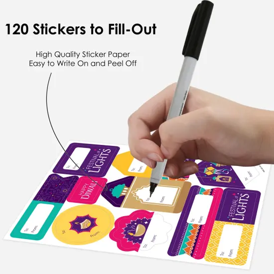 Big Dot of Happiness Happy Diwali - Assorted Festival of Lights Party Gift Tag Labels - To and From Stickers - 12 Sheets - 120 Stickers {4}