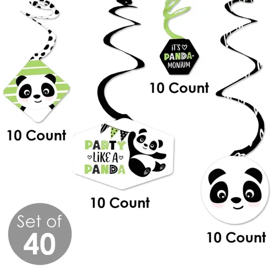 Big Dot of Happiness Party Like a Panda Bear - Baby Shower or Birthday Party Hanging Decor - Party Decoration Swirls - Set of 40 {6}