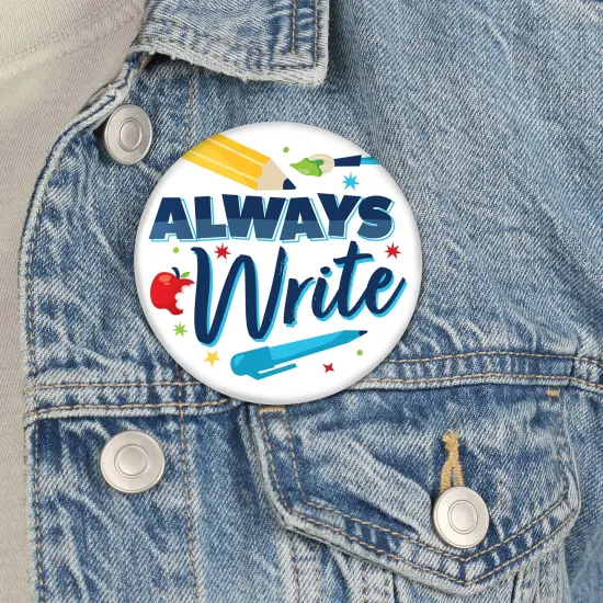 Big Dot of Happiness Thank You Teachers - 3 inch Teacher Appreciation Badge - Pinback Buttons - Set of 8 {4}