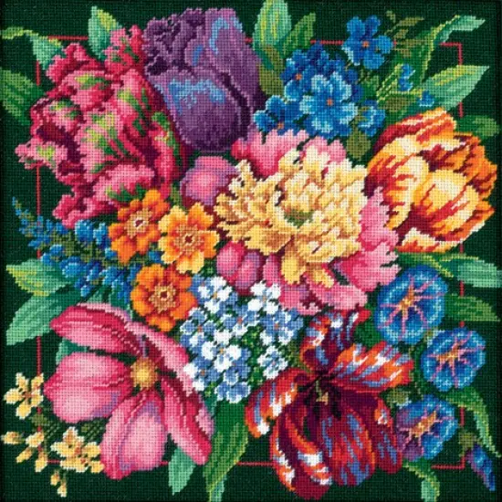 Dimensions Needlepoint Kit 14"X14"-Floral Splendor Stitched In Yarn {1}