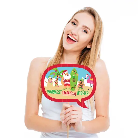 Big Dot of Happiness Tropical Christmas - Beach Santa Holiday Party Photo Booth Props Kit - 20 Count {4}