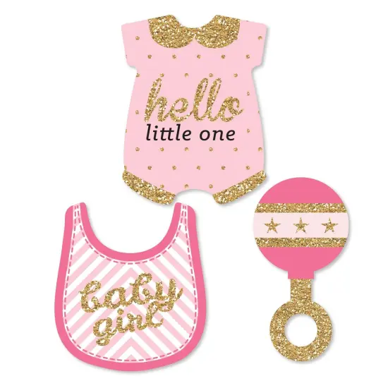 Big Dot of Happiness Hello Little One - Pink and Gold - DIY Shaped Girl Baby Shower Party Cut-Outs - 24 Count {1}