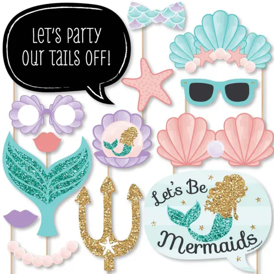 Big Dot of Happiness Let's Be Mermaids - Baby Shower or Birthday Party Photo Booth Props Kit - 20 Count {1}