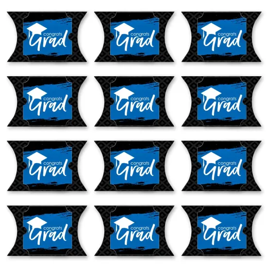 Big Dot of Happiness Blue Grad - Best is Yet to Come - Favor Gift Boxes - Royal Blue Graduation Party Large Pillow Boxes - Set of 12 {6}