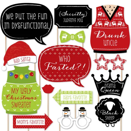Big Dot of Happiness Christmas Family Reunion - Fun Family Theme Holiday Party Photo Booth Props Kit - 20 Count {1}