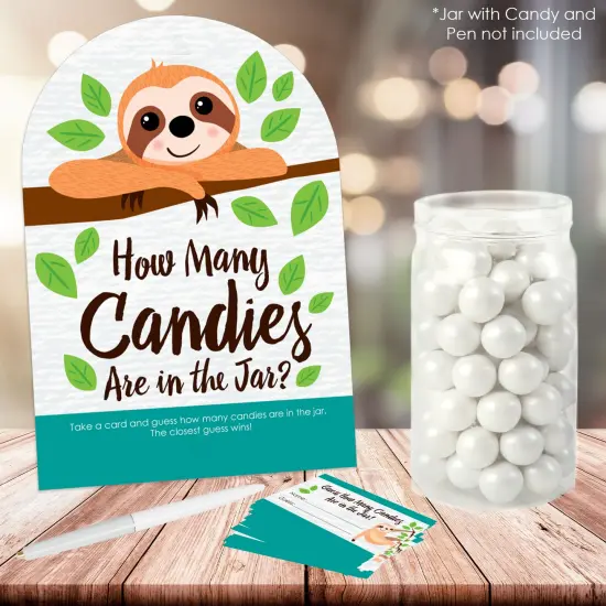 Big Dot of Happiness Let&rsquo;s Hang - Sloth - How Many Candies Baby Shower or Birthday Party Game - 1 Stand and 40 Cards - Candy Guessing Game {3}