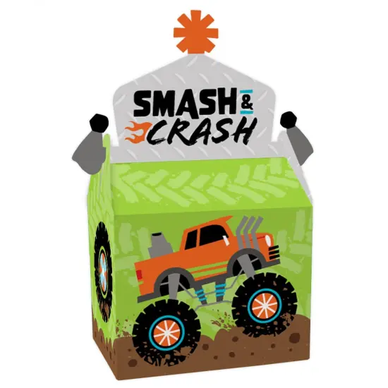 Big Dot of Happiness Smash and Crash - Monster Truck - Treat Box Party Favors - Boy Birthday Party Goodie Gable Boxes - Set of 12 {1}