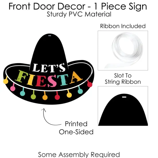 Big Dot of Happiness Let's Fiesta - Hanging Porch Fiesta Outdoor Decorations - Front Door Decor - 1 Piece Sign {6}