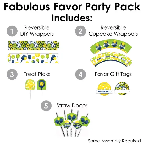 Big Dot of Happiness Let's Rally - Pickleball - Birthday or Retirement Party Supplies - Banner Decoration Kit - Fundle Bundle {3}