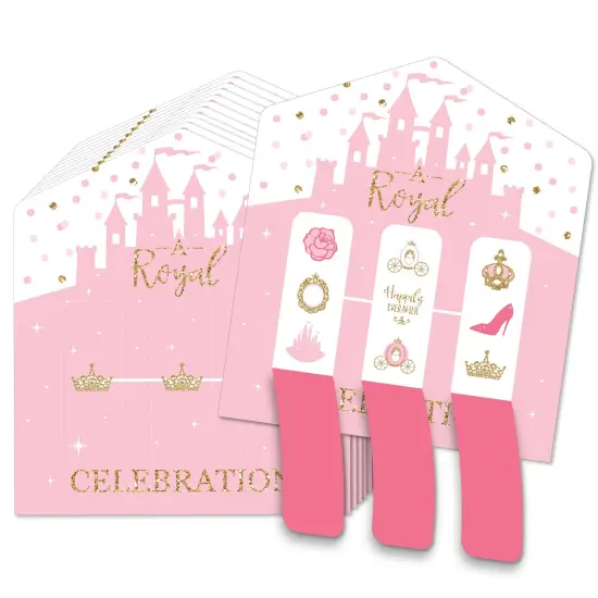 Big Dot of Happiness Little Princess Crown - Pink and Gold Princess Baby Shower or Birthday Party Game Pickle Cards - Pull Tabs 3-in-a-Row - Set of 12 {1}