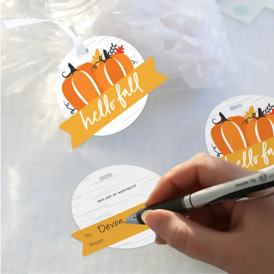 Big Dot of Happiness Fall Pumpkin - Halloween or Thanksgiving Party Clear Goodie Favor Bags - Treat Bags With Tags - Set of 12 {4}