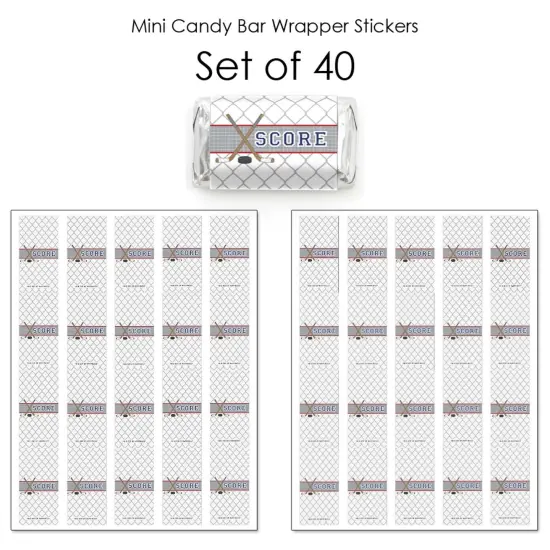 Big Dot of Happiness Shoots and Scores - Hockey - Mini Candy Bar Wrapper Stickers - Baby Shower or Birthday Party Small Favors - 40 Count {4}