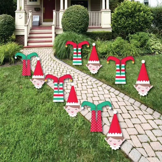 Big Dot of Happiness Elf Squad - Lawn Decorations - Outdoor Kids Elf Christmas and Birthday Party Yard Decorations - 10 Piece {1}
