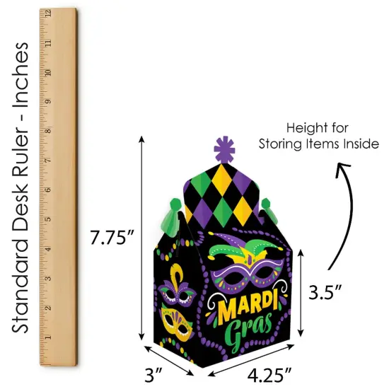 Big Dot of Happiness Colorful Mardi Gras Mask - Treat Box Party Favors - Masquerade Party Goodie Gable Boxes - Set of 12 {7}