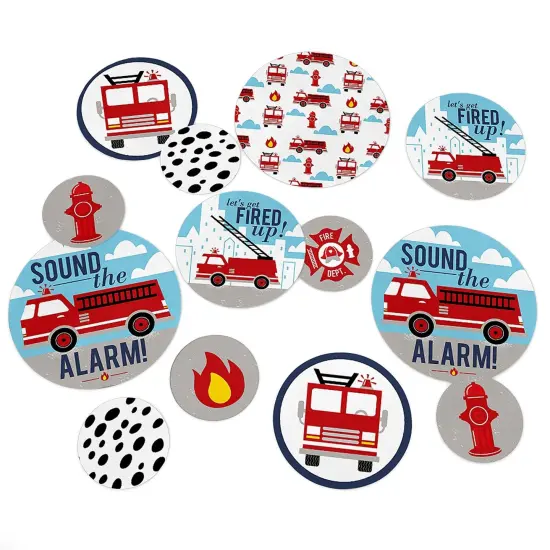 Big Dot of Happiness Fired Up Fire Truck - Firefighter Baby Shower or Birthday Party Giant Circle Confetti - Party D&eacute;cor - Large Confetti 27 Count {1}