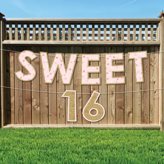 Big Dot of Happiness Sweet 16 - Large 16th Birthday Party Decorations - Sweet 16 - Outdoor Letter Banner {1}