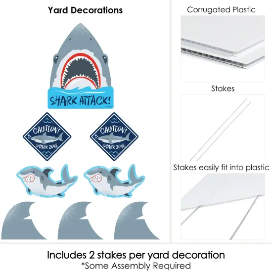 Big Dot of Happiness Shark Zone - Yard Sign and Outdoor Lawn Decorations - Jawsome Party or Birthday Party Yard Signs - Set of 8 {6}
