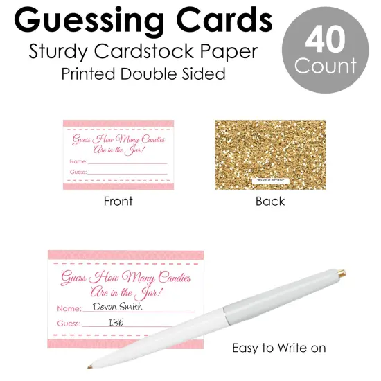 Big Dot of Happiness Sweet 16 - How Many Candies 16th Birthday Party Game - 1 Stand and 40 Cards - Candy Guessing Game {7}