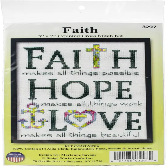 Design Works Counted Cross Stitch Kit 5"X7"-Faith {1}