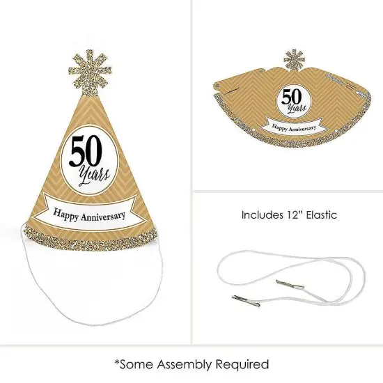 Big Dot of Happiness We Still Do - 50th Wedding Anniversary - Mini Cone Anniversary Party Hats - Small Little Party Hats - Set of 8 {6}