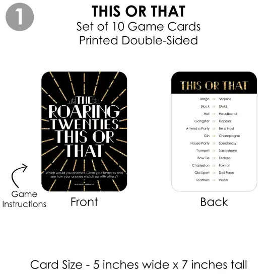 Big Dot of Happiness Roaring 20&rsquo;s - 4 1920s Art Deco Jazz Party Games - 10 Cards Each - Gamerific Bundle {6}