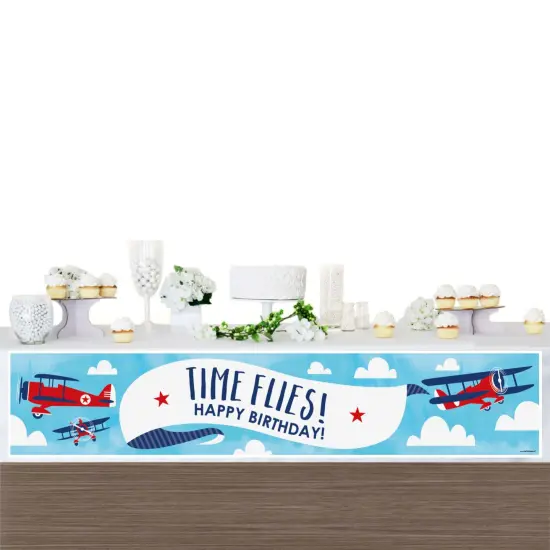 Big Dot of Happiness Taking Flight - Airplane - Vintage Plane Happy Birthday Decorations Party Banner {4}