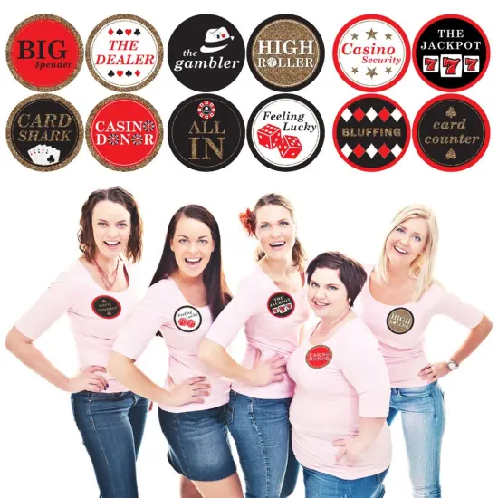Big Dot of Happiness Las Vegas - Casino Party Funny Name Tags - Party Badges Sticker Set of 12 {1}
