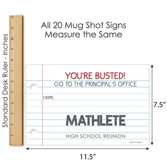 Big Dot of Happiness Class Reunion Detention Mug Shots - Class Reunion Photo Booth Props Party Mugshot Signs - 20 Count {7}